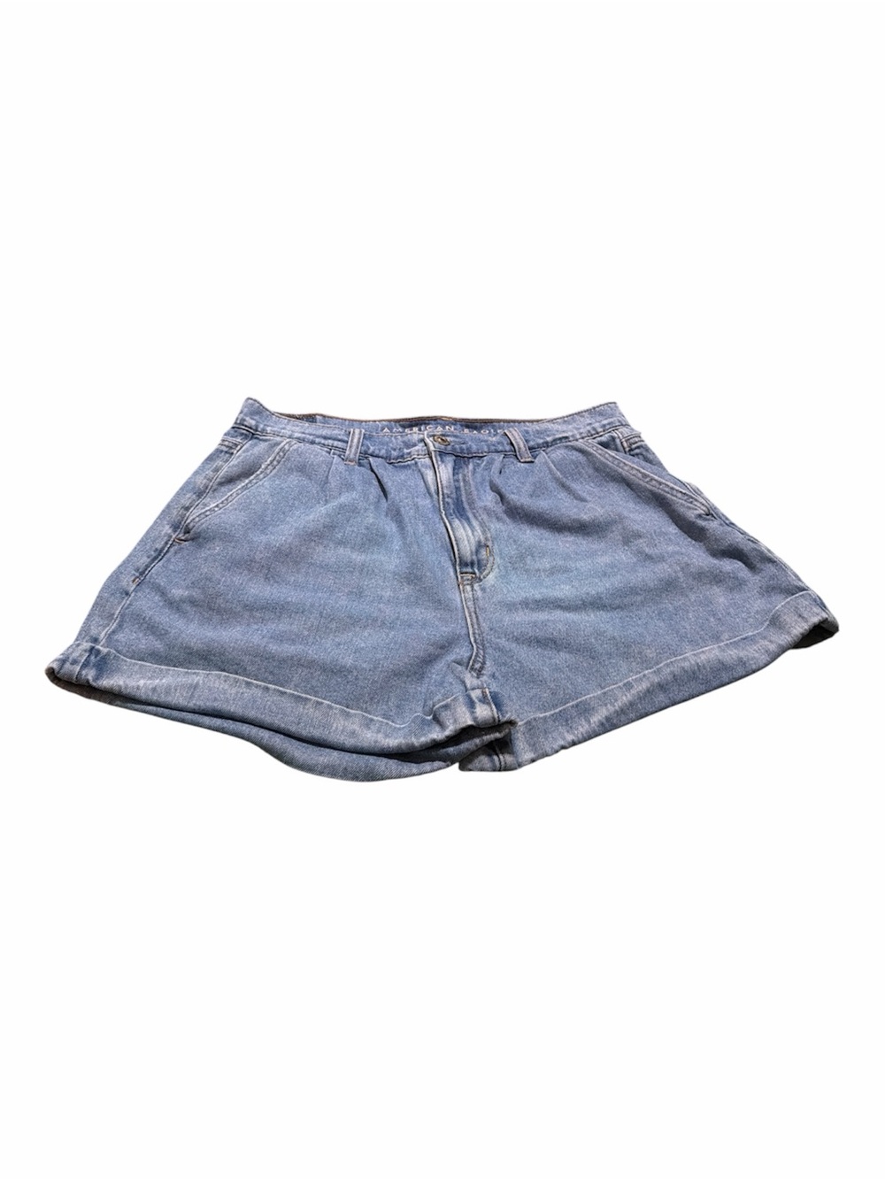 American Eagle Mom Shorts Light Wash Denim Cuffed High Rise Size 8 - Picture 2 of 6